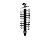 Ski Snow Gauge Metal Wall Art, Snow Ski Wall Art for Outdoor Decor