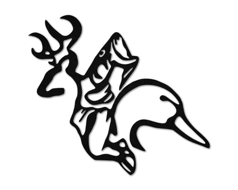 Fish and Duck Metal Wall Art, Outdoor Deer Metal Sign for Decoration