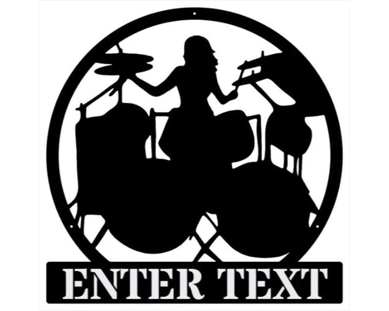 Personalized Music Studio Signs, Drummer Female Musical Wall Art