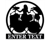 Personalized Music Studio Signs, Drummer Female Musical Wall Art