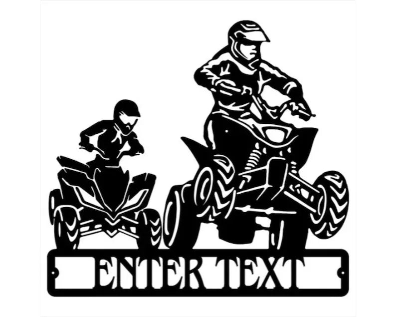Personalized Atv Family Metal Wall Art, Atv Rider Metal Sign, Custom Bicycle Wall Art, Driveway Sign Garage Decor, House Warming Gift
