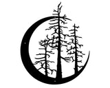 Moon Tree Wall Art, Laser Cut Moon And Tree Metal Wall Decor