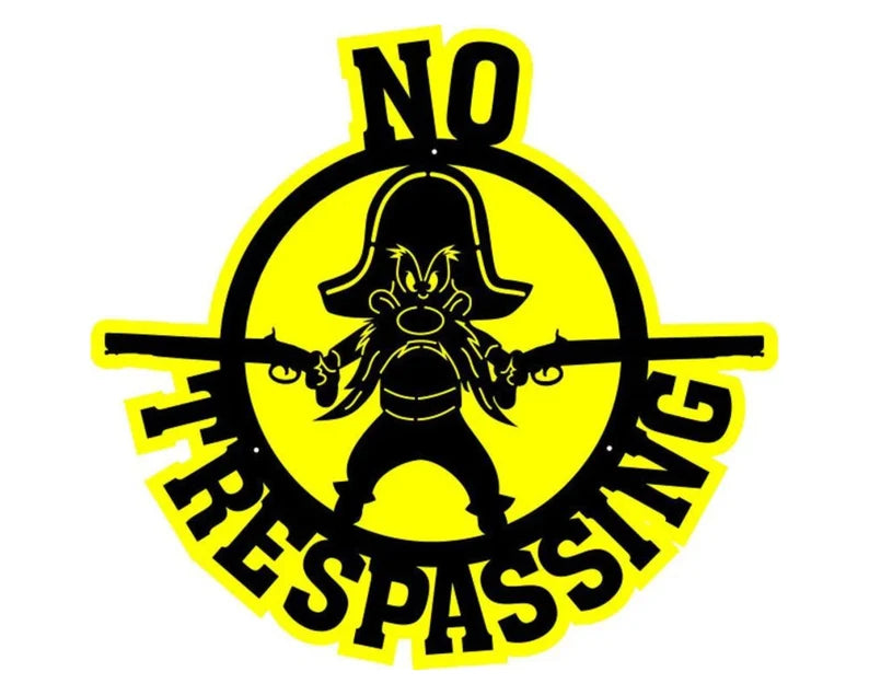No Trespassing Metal Wall Art, Metal Gun Sign, Outdoor Metal Art, No Trespassing Sign, Geometric Wall Art, Laser Cut Wall Art, Metal Signs