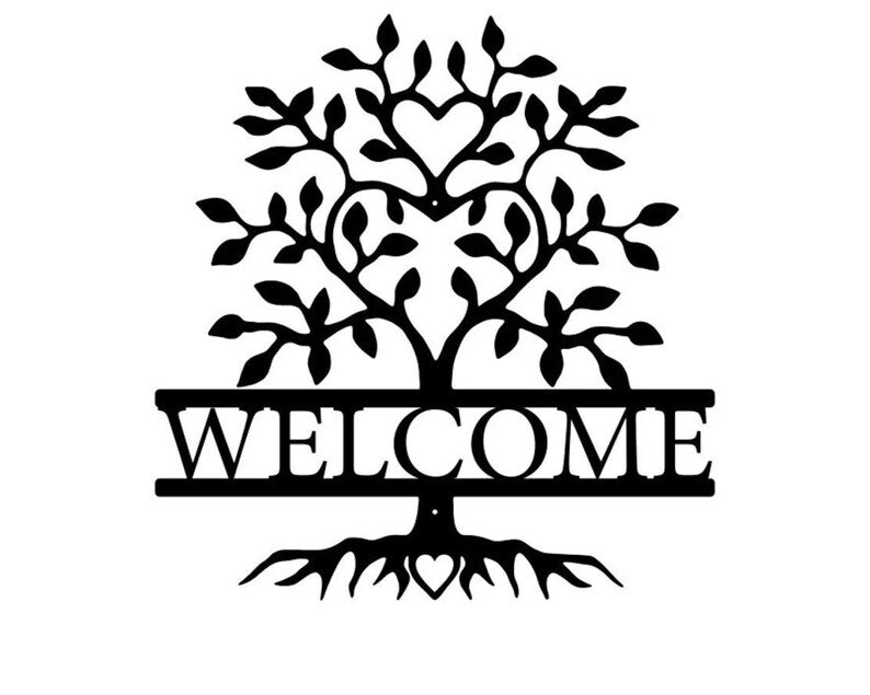Heart Shaped Tree Metal Wall Art, Tree Metal Wall Art For Anniversary Gift, Welcome Metal Wall Art Sign Outdoor Decor, Metal Art Home Decor
