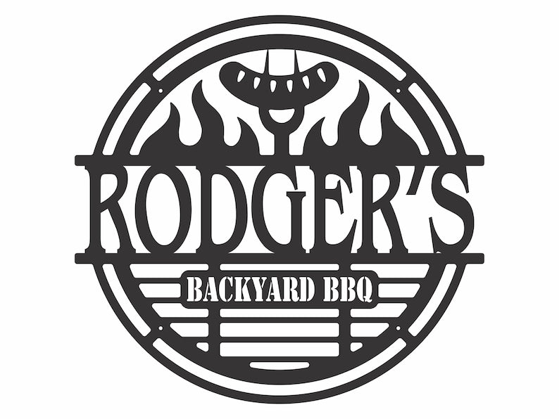Metal Backyard BBQ Sign, Laser Cut Personalized Bbq Kitchen Wall Decor