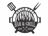 Custom Bar And Grill Metal Wall Art, Laser Cut Metal Kitchen Wall Art