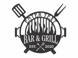Custom Bar And Grill Metal Wall Art, Laser Cut Metal Kitchen Wall Art