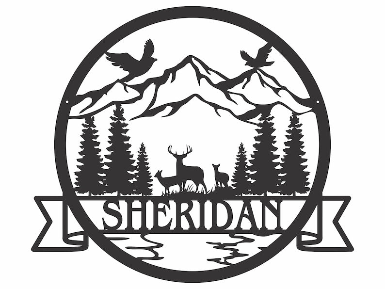 Metal Deer Wall Art, Laser Cut Metal Wall Art Mountains