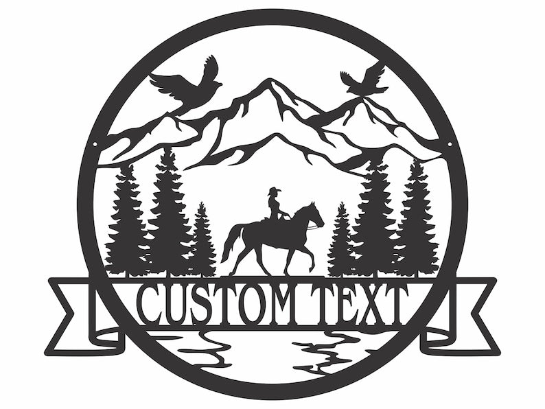 Riding Horse Metal Wall Art, Custom Metal Horse Sign