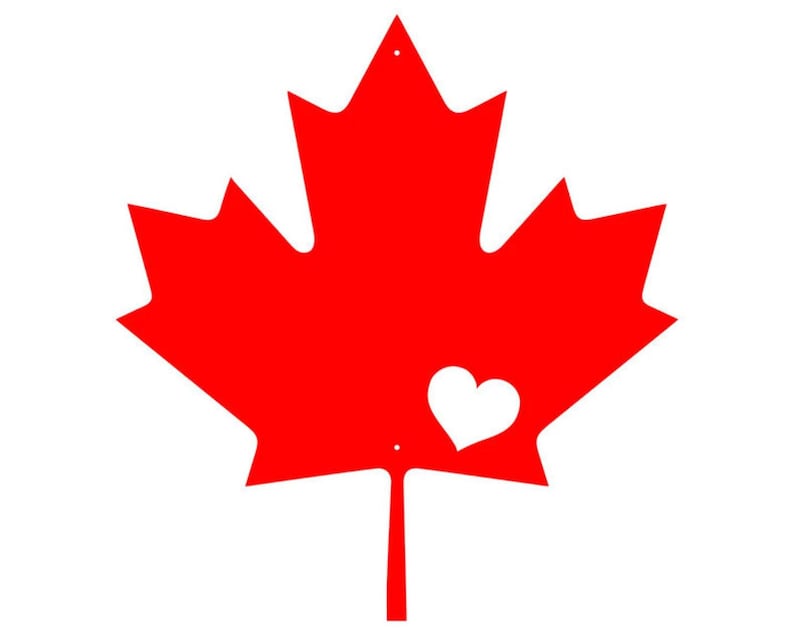 Canada Maple Leaf Heart Design Wall Art For Valentines Day Gift