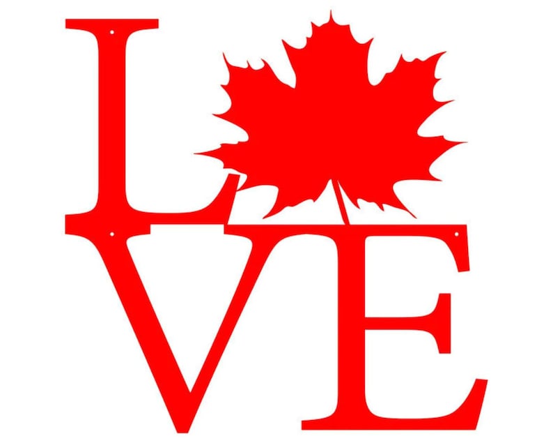 Canada Love Flag Wall Art, Laser Cut Metal Wall Art for Outside