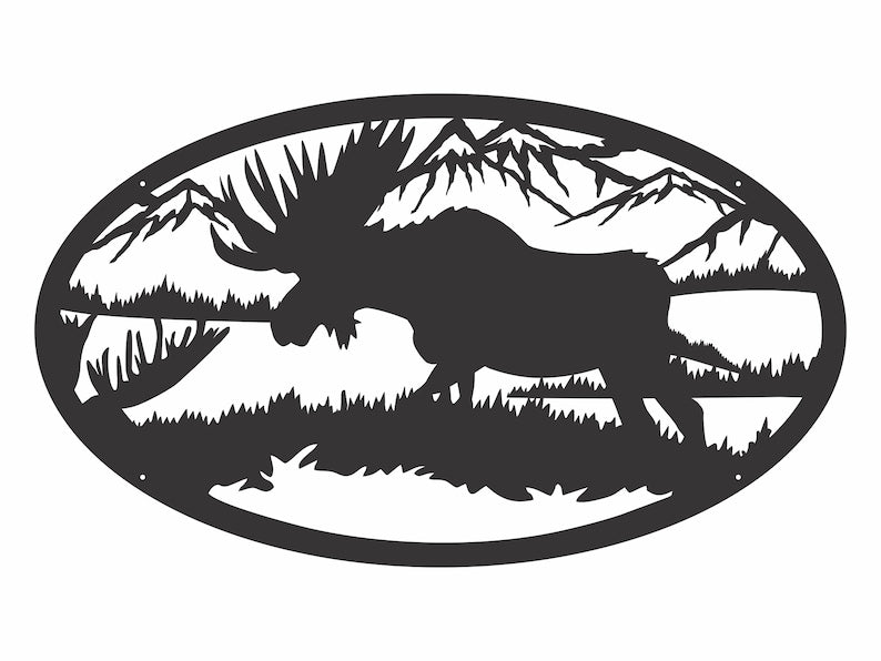 Moose Antlers Animal Wall Art, Laser Cut Metal Sign Moose Wall Art