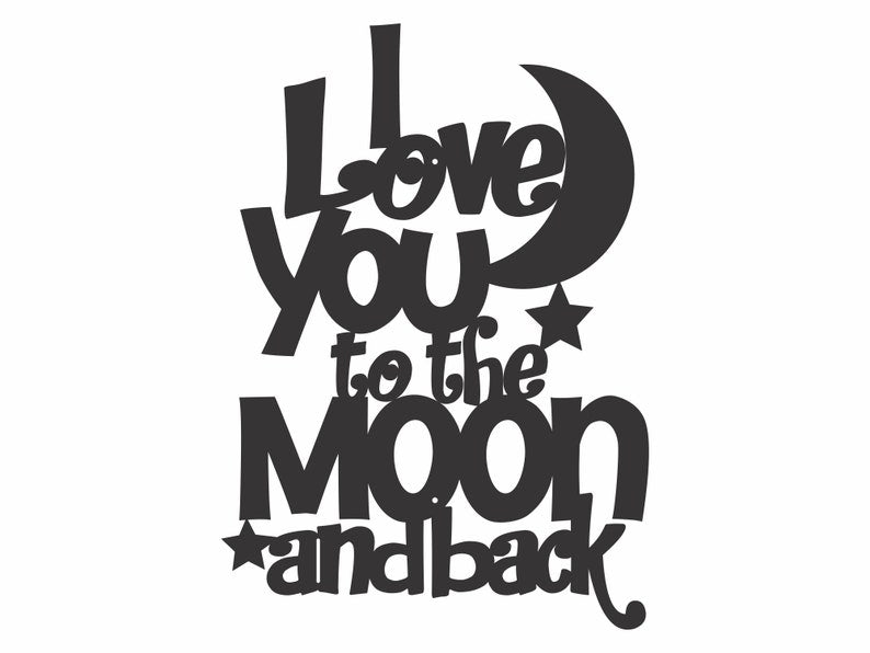 I Love You to the Moon and Back Metal Sign, Moon and Stars Art