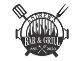 Custom Bar And Grill Metal Wall Art, Laser Cut Metal Kitchen Wall Art