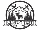 Moose Mountain Metal Art, Custom Name Sign for Wildlife Lovers