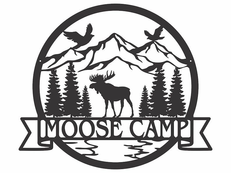 Moose Mountain Metal Art, Custom Name Sign for Wildlife Lovers