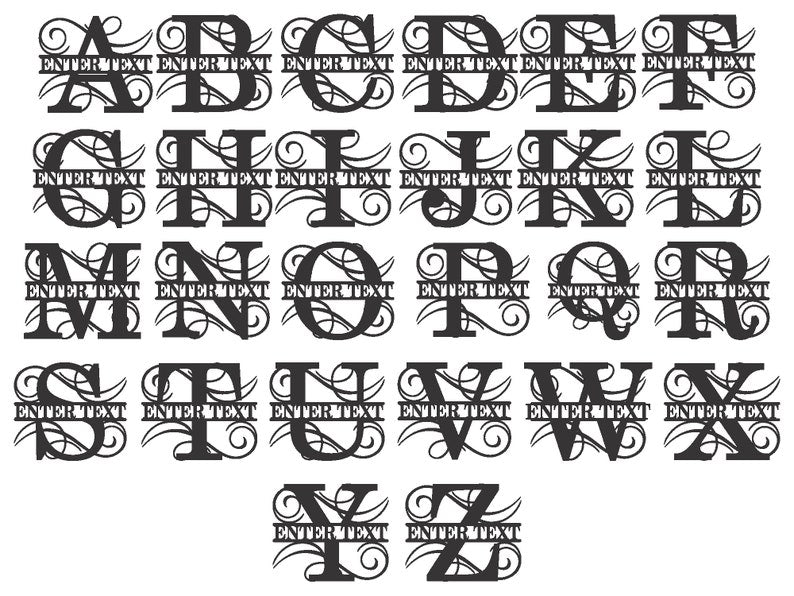 Split Monogram Name Sign, Custom Metal Sign