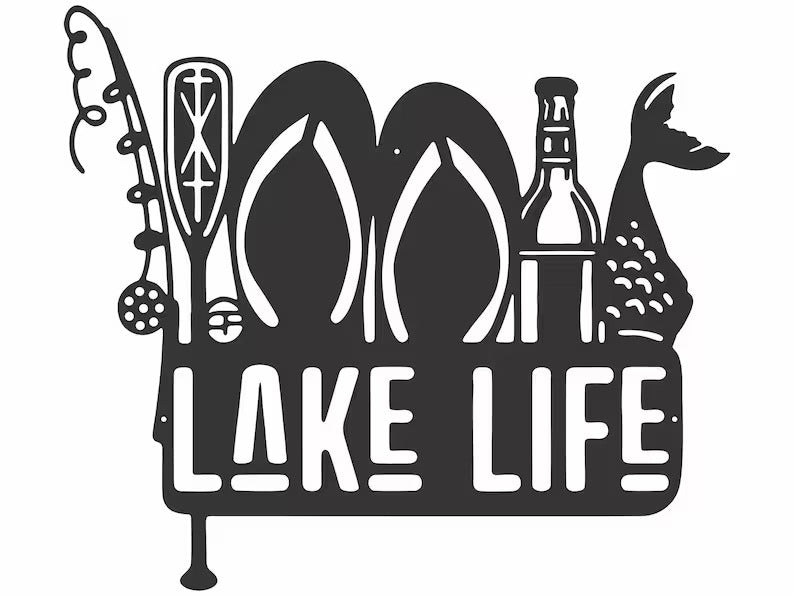 Lake Life Metal Wall Art, Lake Metal Sign Outdoor Wall Art, Lake Life Sign Metal Wall Decor, Metal Sign, Housewarming Gift