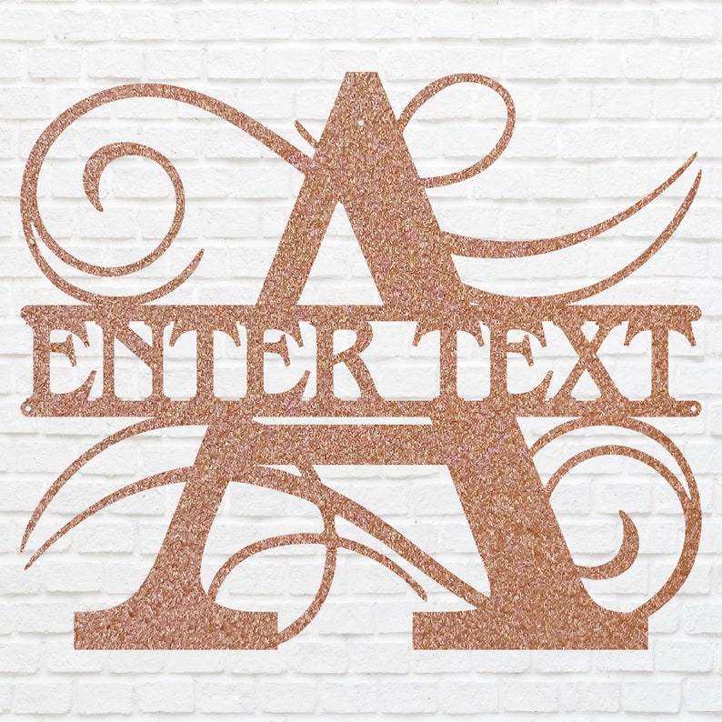 Split Monogram Name Sign, Custom Metal Sign