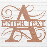 Split Monogram Name Sign, Custom Metal Sign