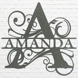 Split Monogram Metal Name Sign, Custom Name Sign