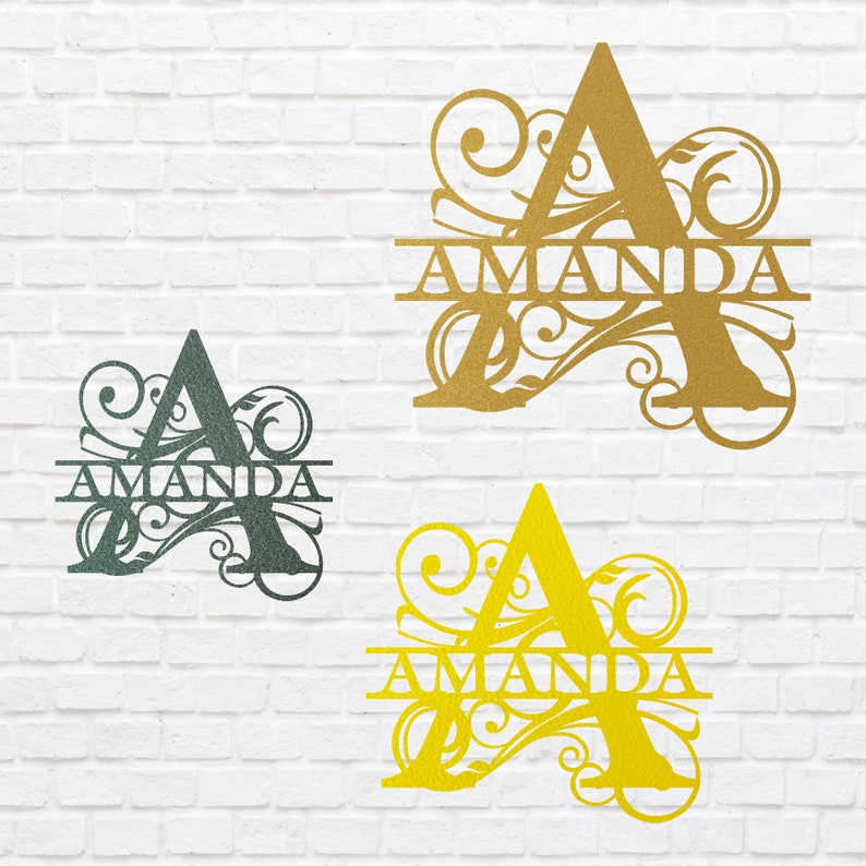 Split Monogram Metal Name Sign, Custom Name Sign