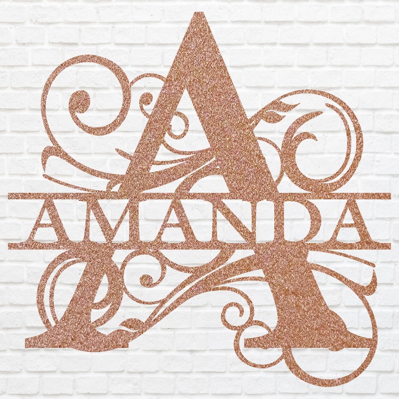 Split Monogram Metal Name Sign, Custom Name Sign