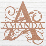 Split Monogram Metal Name Sign, Custom Name Sign