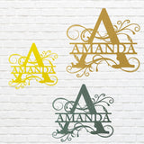 Split Letter Monogram Name Sign, Custom Metal Sign