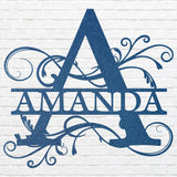 Split Letter Monogram Name Sign, Custom Metal Sign