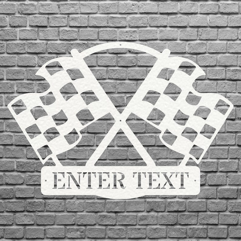 Chequered Flag Wall Art, Custom Race Flag Metal Wall Art