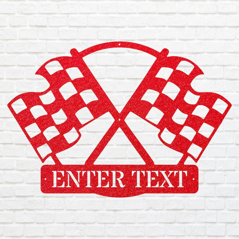 Chequered Flag Wall Art, Custom Race Flag Metal Wall Art