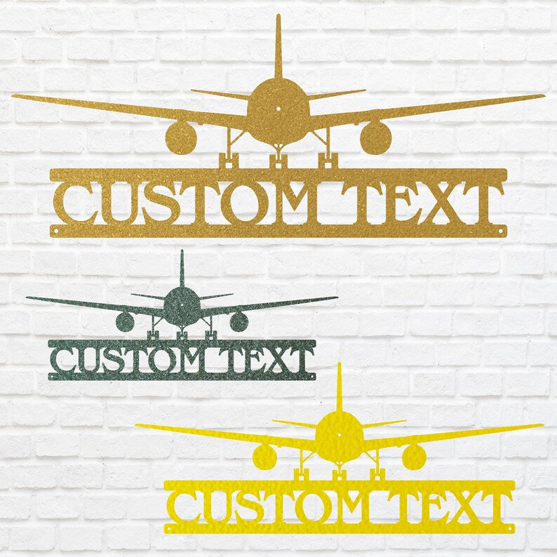Personalized Airplane Metal Art, Airplane Wall Decor