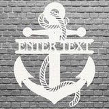 Custom Anchor Sign Black Metal Wall Art, Nautical Decor
