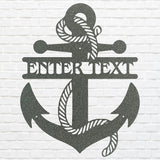 Custom Anchor Sign Black Metal Wall Art, Nautical Decor