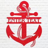 Custom Anchor Sign Black Metal Wall Art, Nautical Decor