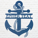 Custom Anchor Sign Black Metal Wall Art, Nautical Decor