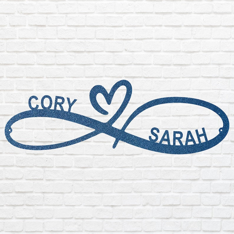 Custom Infinity Infinity Heart Metal Wall Art, Newlywed Gift