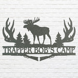 Moose with Antlers Metal Name Sign, Moose Gift
