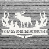Moose with Antlers Metal Name Sign, Moose Gift