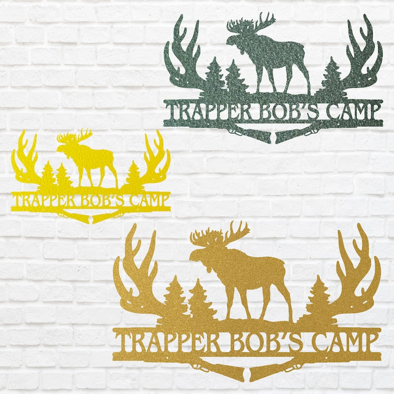 Moose with Antlers Metal Name Sign, Moose Gift