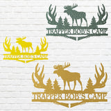Moose with Antlers Metal Name Sign, Moose Gift