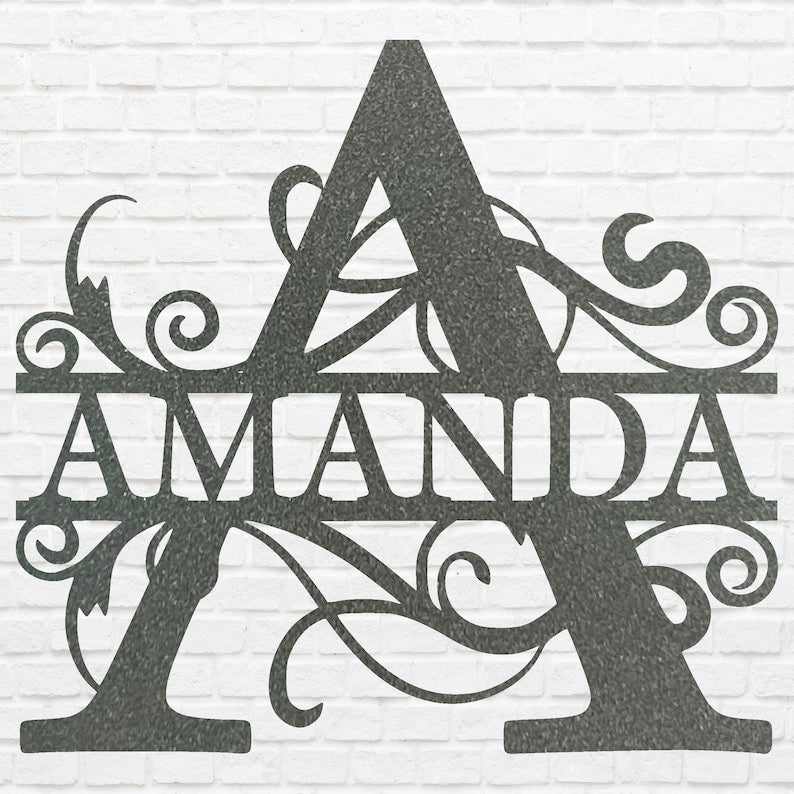 Custom Split Letter Monogram Sign Metal Wall Decor