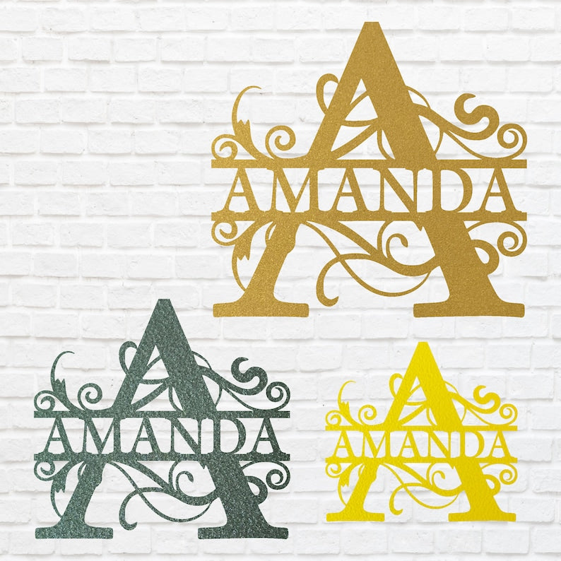 Custom Split Letter Monogram Sign Metal Wall Decor