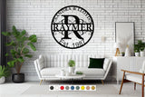 Circular Monogram Name Sign, Custom Metal Sign