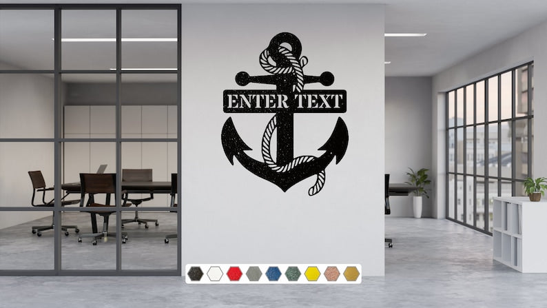 Personalized Anchor Wall Art, Black Metal Wall Art