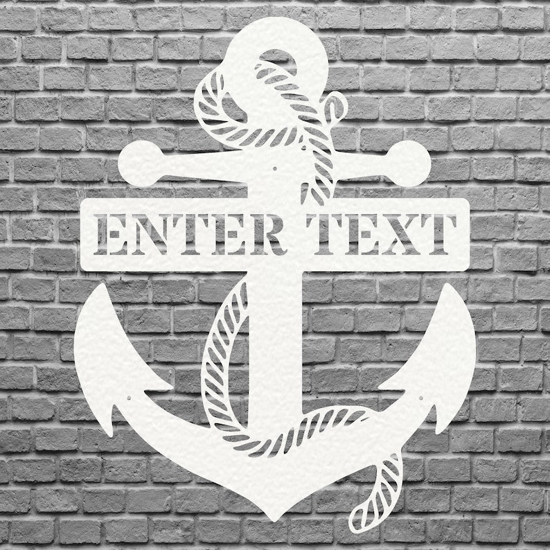 Personalized Anchor Wall Art, Black Metal Wall Art