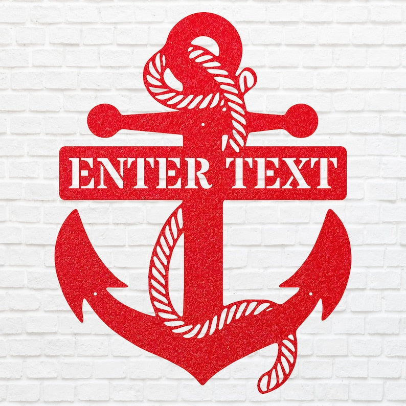 Personalized Anchor Wall Art, Black Metal Wall Art