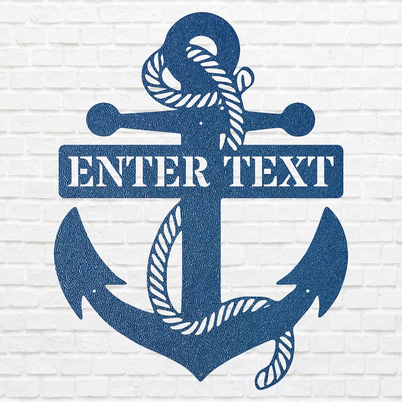 Personalized Anchor Wall Art, Black Metal Wall Art