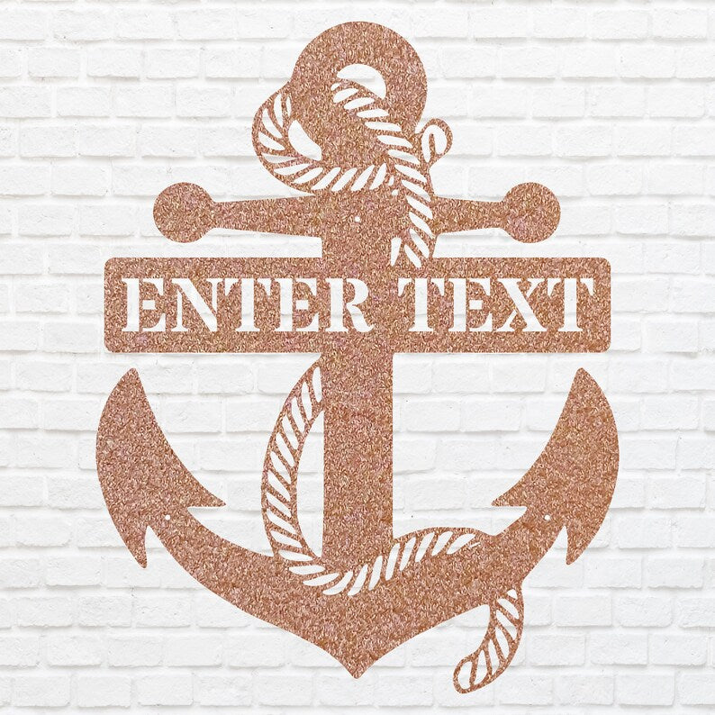 Personalized Anchor Wall Art, Black Metal Wall Art